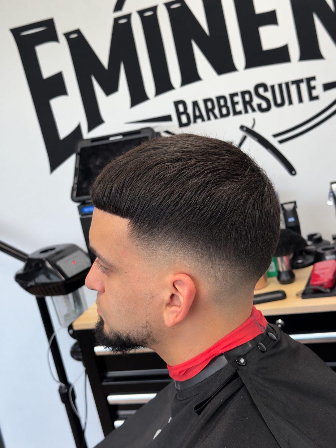 Mid skin fade, side profile at Eminence Barbersuite, North Plainfield NJ